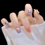 24Pc Leopard Chain Ballerina Press-On False Nails – Full Cover Reusable Tips