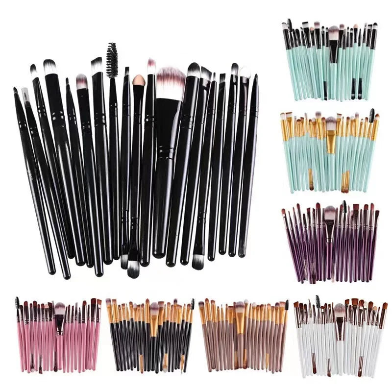20-Piece Eye Brush Set – Complete Eyeshadow & Eyeliner Tools, Neutral Design