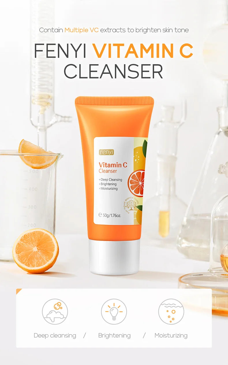 Vitamin C Facial Cleanser – Deep Cleansing, Moisturizing, Blackhead Removal Skincare Foam