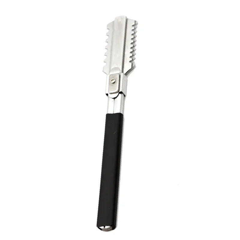 Professional Straight Razor with Rubber Handle – Removable Stainless Steel Blade