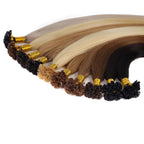BHF Straight Flat Tip Human Hair Extensions – 1g/Strand, Keratin Fusion, Blonde & Brown