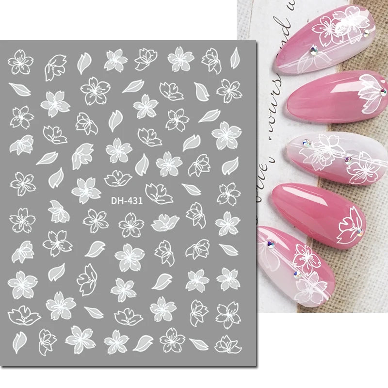 3D Y2K Hibiscus Floral Nail Stickers