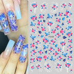 3D Butterfly & Flower Nail Art Stickers – Blue & Purple Decals for Manicure