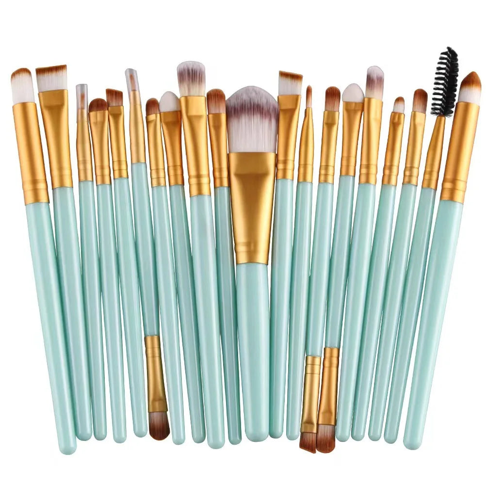 20-Piece Eye Brush Set – Complete Eyeshadow & Eyeliner Tools, Neutral Design