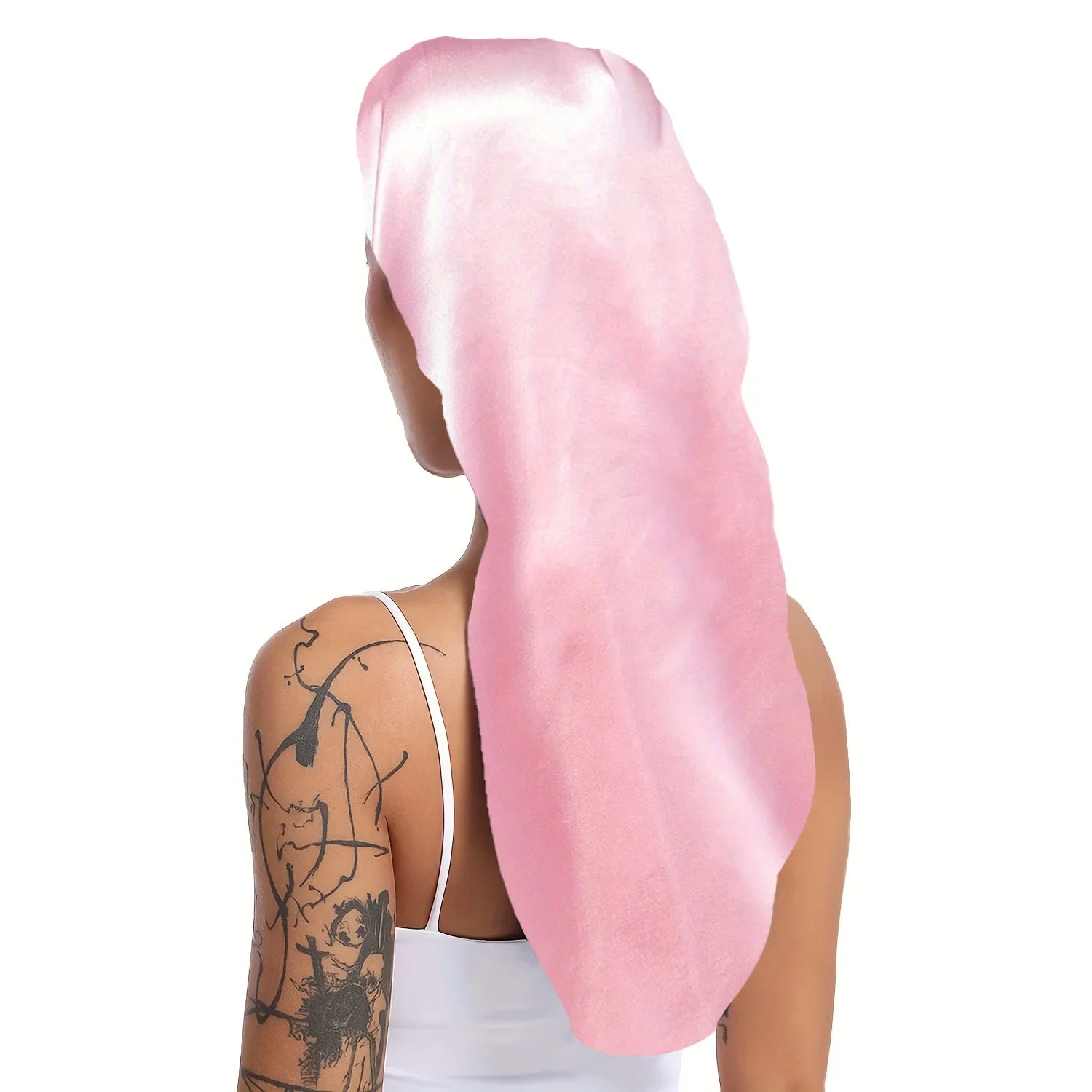 1pc Extra Large Silky Satin Sleep Bonnet for Straight Curly Hair, Dreadlocks, and Braids – Long Night Sleeping Cap