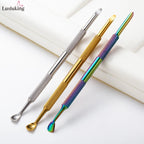 Stainless Steel Horseshoe Cuticle Pusher – Manicure Tool with Self-Adhesive Sandpaper for Gel Polish Removal