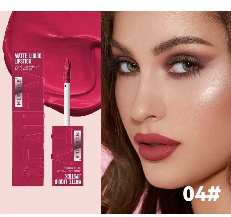 MLSMILE 6-Color Velvet Matte Lip Glaze – Waterproof, Long-Lasting, Non-Stick Lip Tint