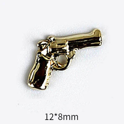 10pcs 3D Alloy Anchor Nail Charms – Gold & Silver Luxury Nail Decorations