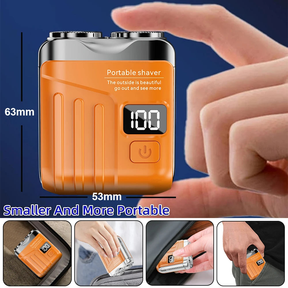 Mini Portable Electric Shaver & Beard Trimmer – Rechargeable Waterproof Men’s Razor