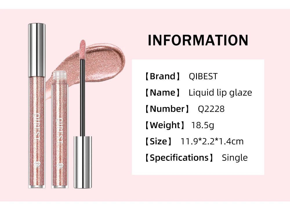 Diamond Liquid Lipstick – 6 Colors, Long-Lasting Waterproof Gloss