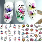 12pcs Floral Nail Sticker Set – Spring & Summer Water Decals