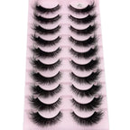 Cat Eye Wispy Mink Lashes – 10 Pairs, Natural Fluffy Long & Short False Eyelashes