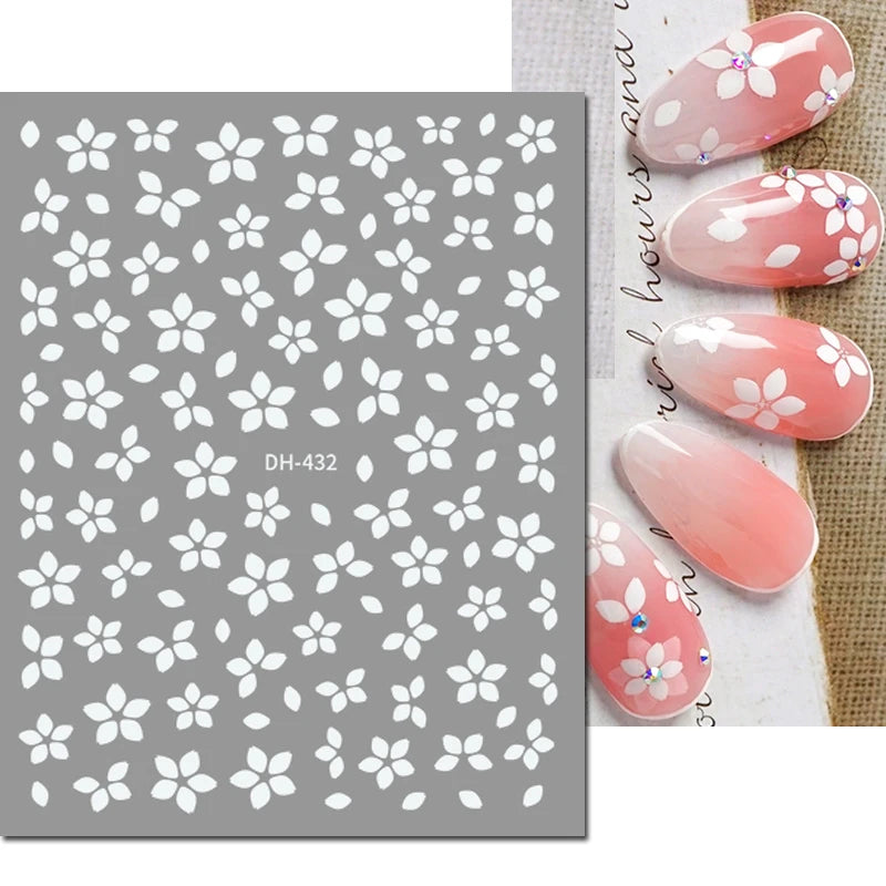 3D Y2K Hibiscus Floral Nail Stickers