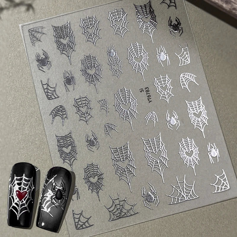 3D Halloween Nail Stickers – Laser Ghost, Spider & Pumpkin Decals