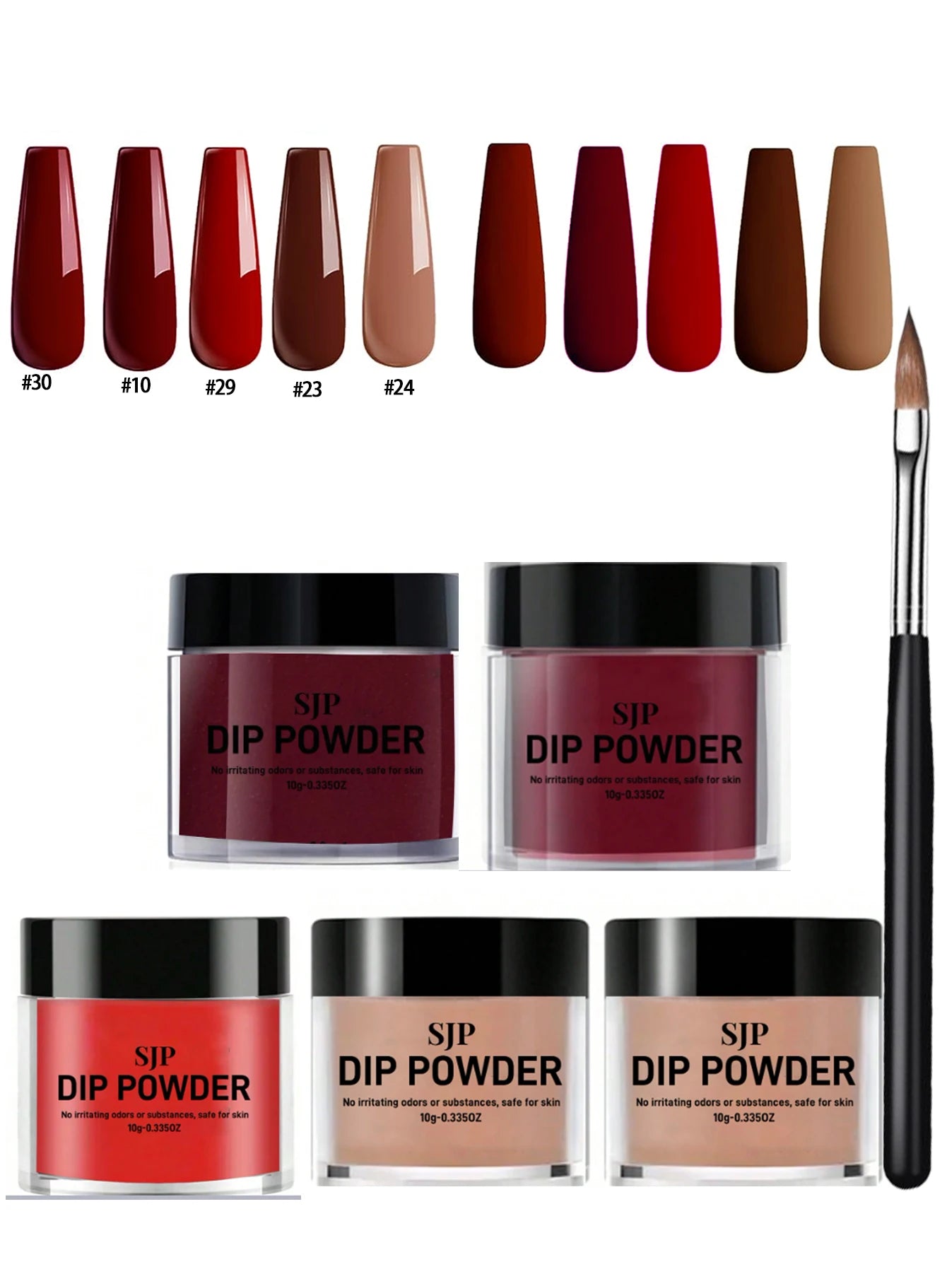 5PCS Acrylic & Color Dip Powder Kit – Includes Dip Powder and Acrylic Powder Brush for French Manicure at Home