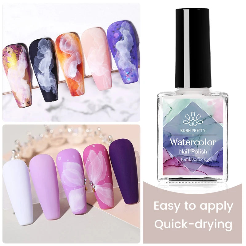 PRETTY White Blossoming Gel 15ml UV/LED Marble Nail Art Polish
