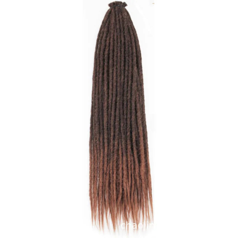 24" Straight Dreadlock Clip-In Extensions – 10 Strands Soft Synthetic Hair