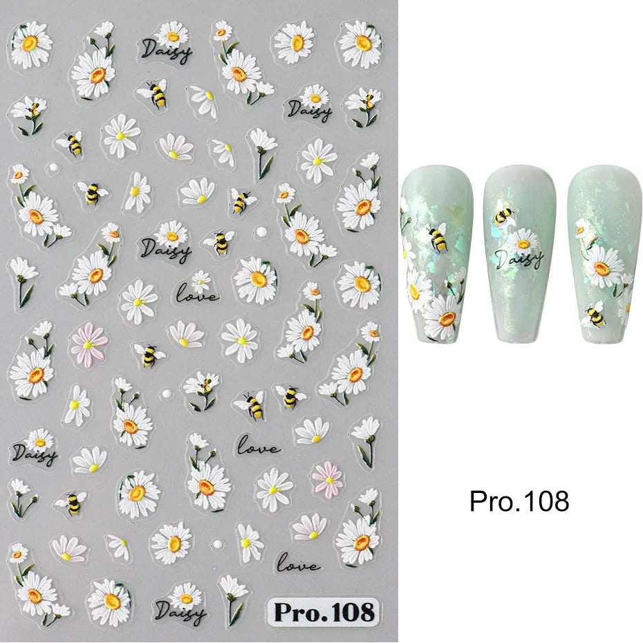 5D Crustacean & Insect Nail Art Stickers – Embossed Self-Adhesive Decals