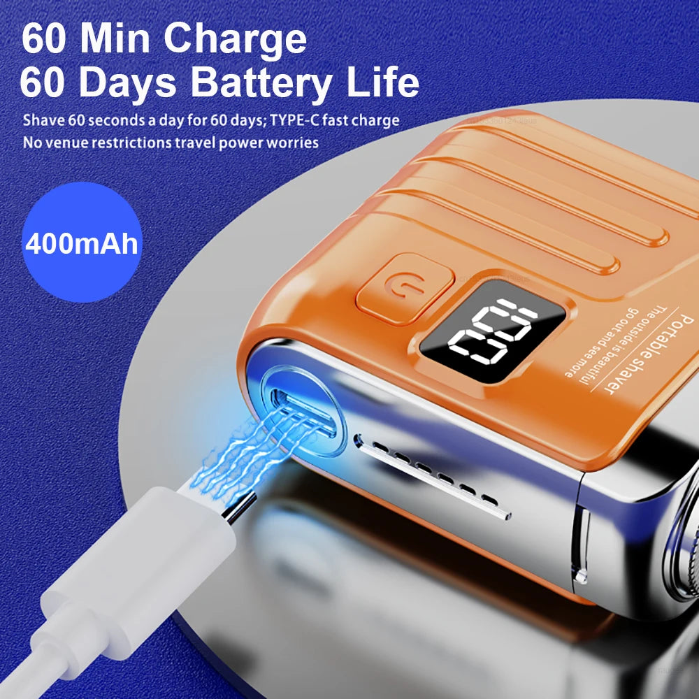 Mini Portable Electric Shaver & Beard Trimmer – Rechargeable Waterproof Men’s Razor