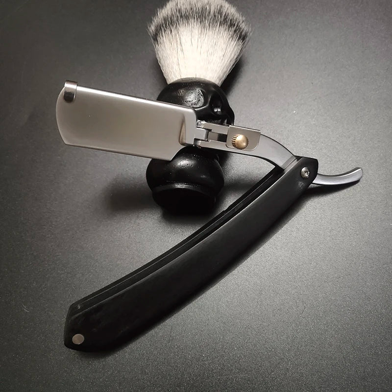 2-Color Wood Handle Shaving Razor – Professional Barber & Eyebrow Razor for Men