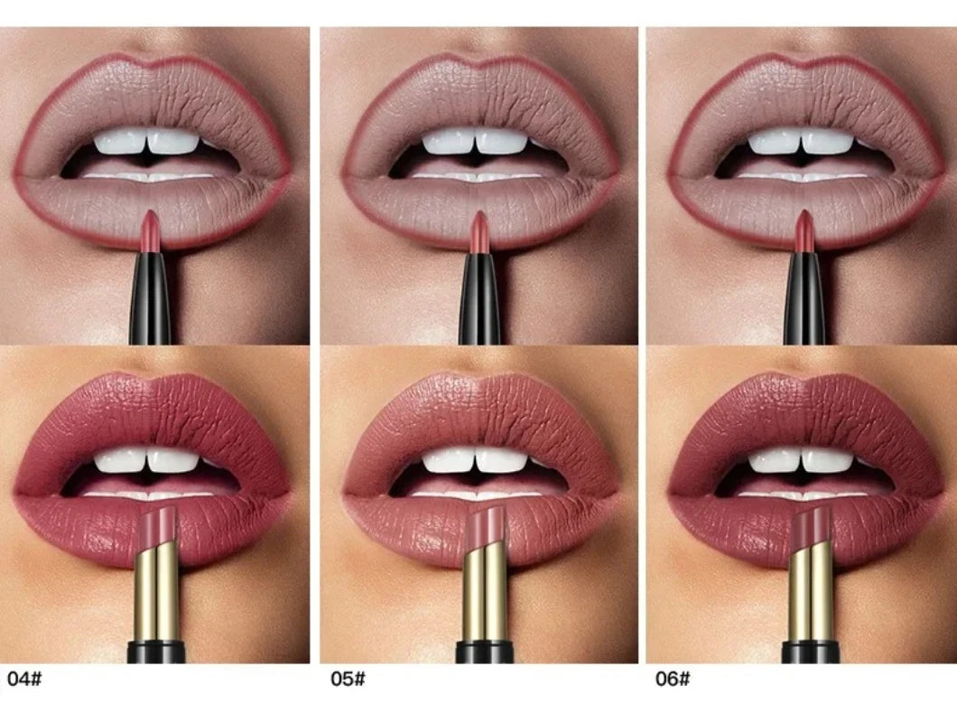 Pudaier 16-Color Double-Ended Lipstick & Lip Pencil | Waterproof, Long-Lasting, Half-Matte