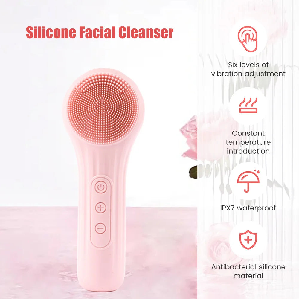 Ultrasonic Silicone Facial Cleansing Brush – Deep Pore & Blackhead Massager