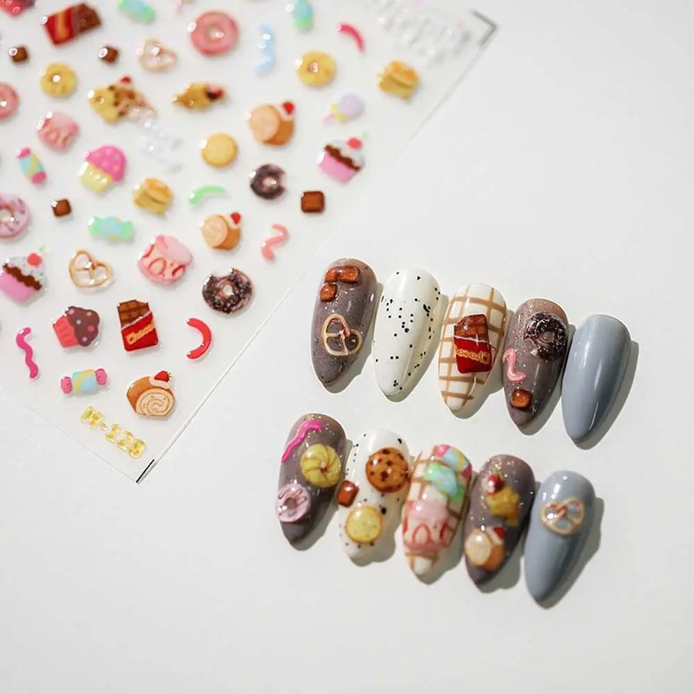 5D Cartoon Nail Art Stickers – Jelly Dessert Bear & Rabbit Decals