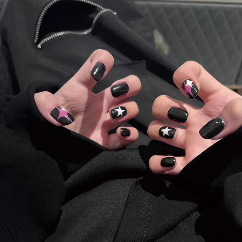 24Pc Leopard Chain Ballerina Press-On False Nails – Full Cover Reusable Tips