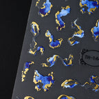 Holographic Purple & Blue Nail Art Stickers – Gold Ink Decals for DIY Manicure
