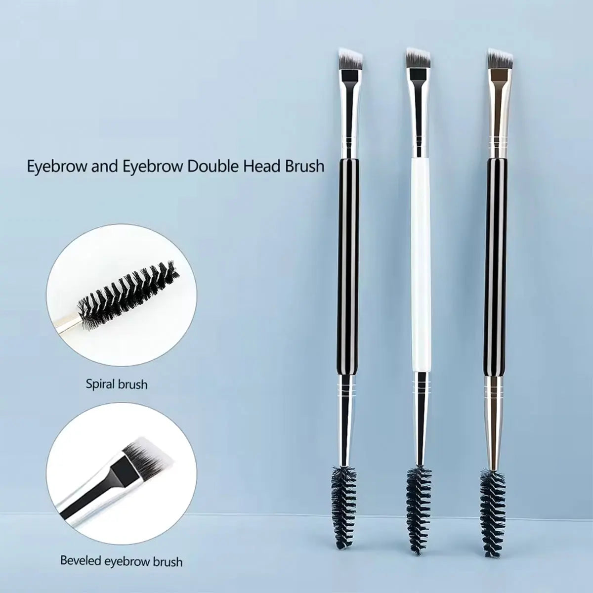 Dual-Ended Eyebrow & Eyelash Brush | Angled + Spoolie Makeup Tool
