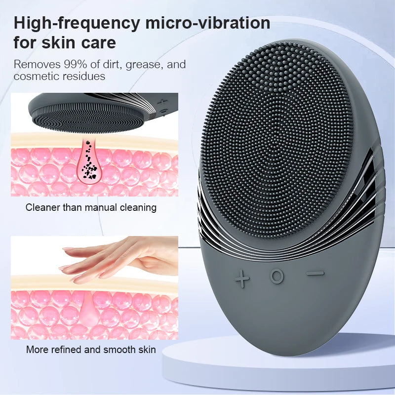 Rechargeable Silicone Facial Cleansing Brush – Waterproof Face Scrubber with 5 Modes for Deep Electric Face Cleaning