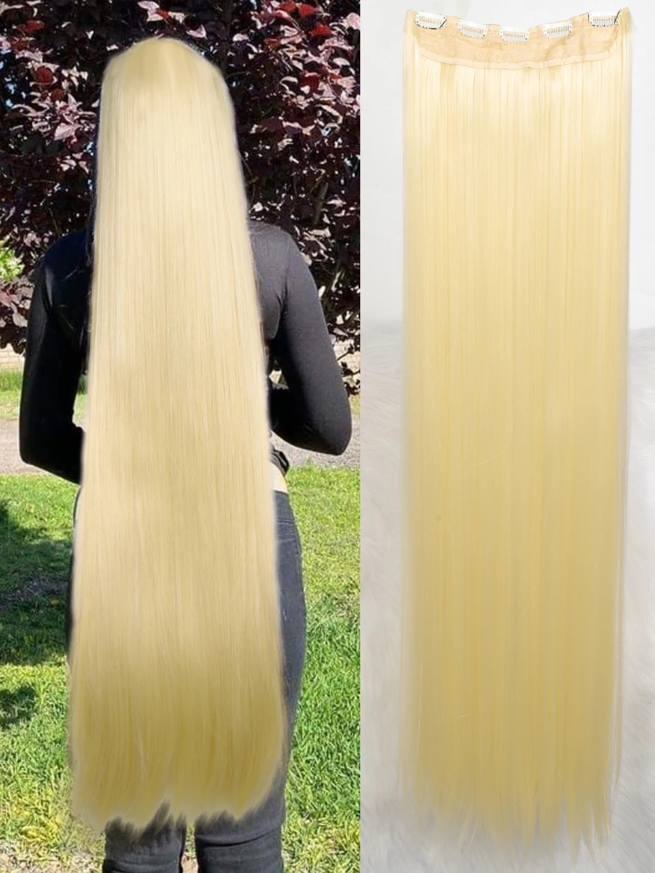 5-Clip 80cm Synthetic Hair Extensions – Straight, Black/Brown/Blonde
