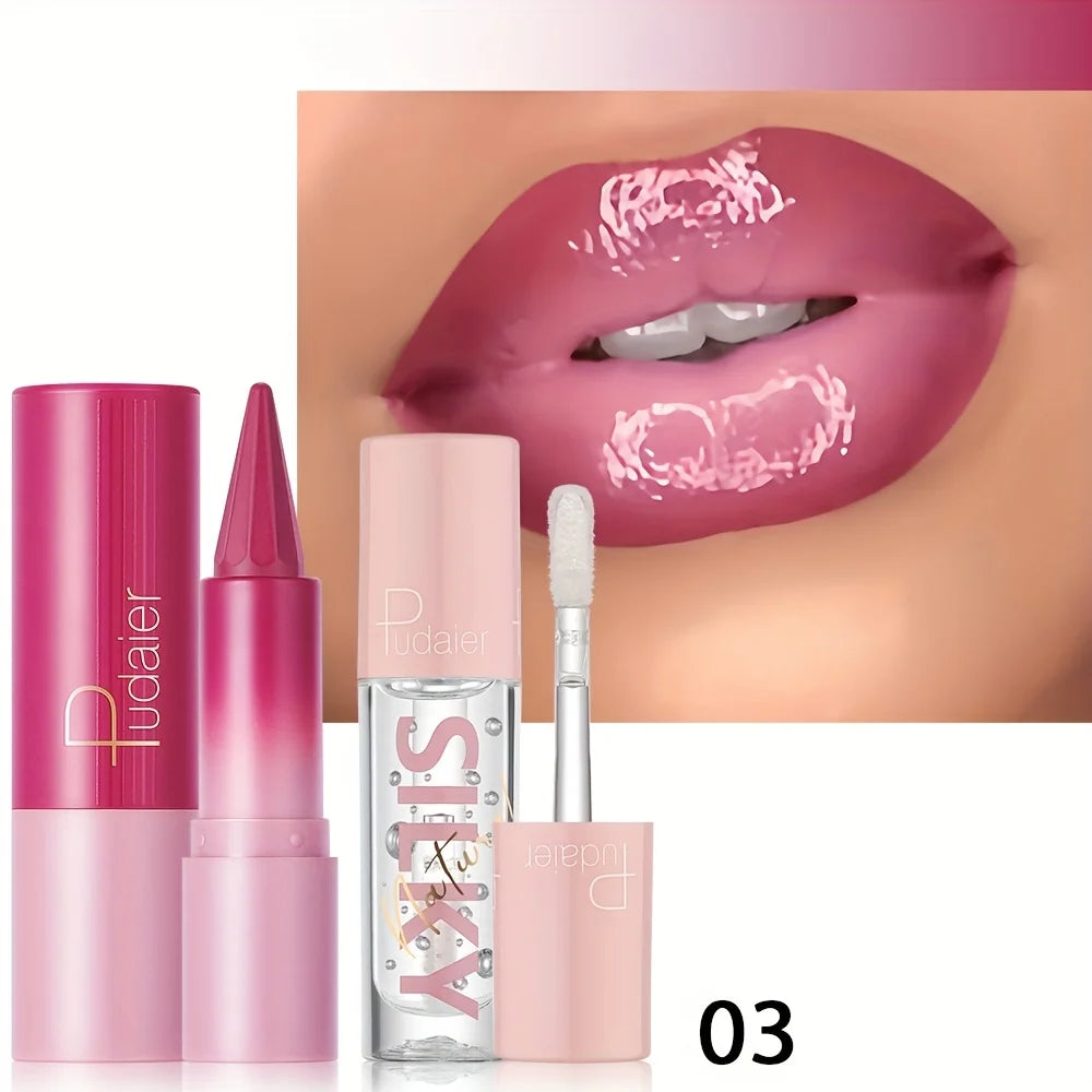 Silky Lipstick & Nourishing Lip Oil Set – Long-Lasting Hydration & Versatile Looks