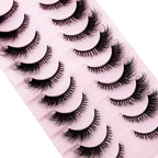 Cat Eye Wispy Mink Lashes – 10 Pairs, Natural Fluffy Long & Short False Eyelashes
