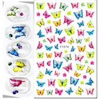 3D Butterfly & Flower Nail Art Stickers – Blue & Purple Decals for Manicure