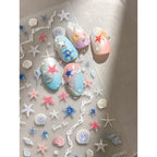 3D Starfish Shell Nail Stickers – Summer DIY Self-Adhesive Decals