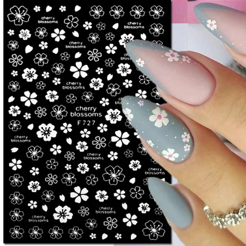3D Y2K Hibiscus Floral Nail Stickers