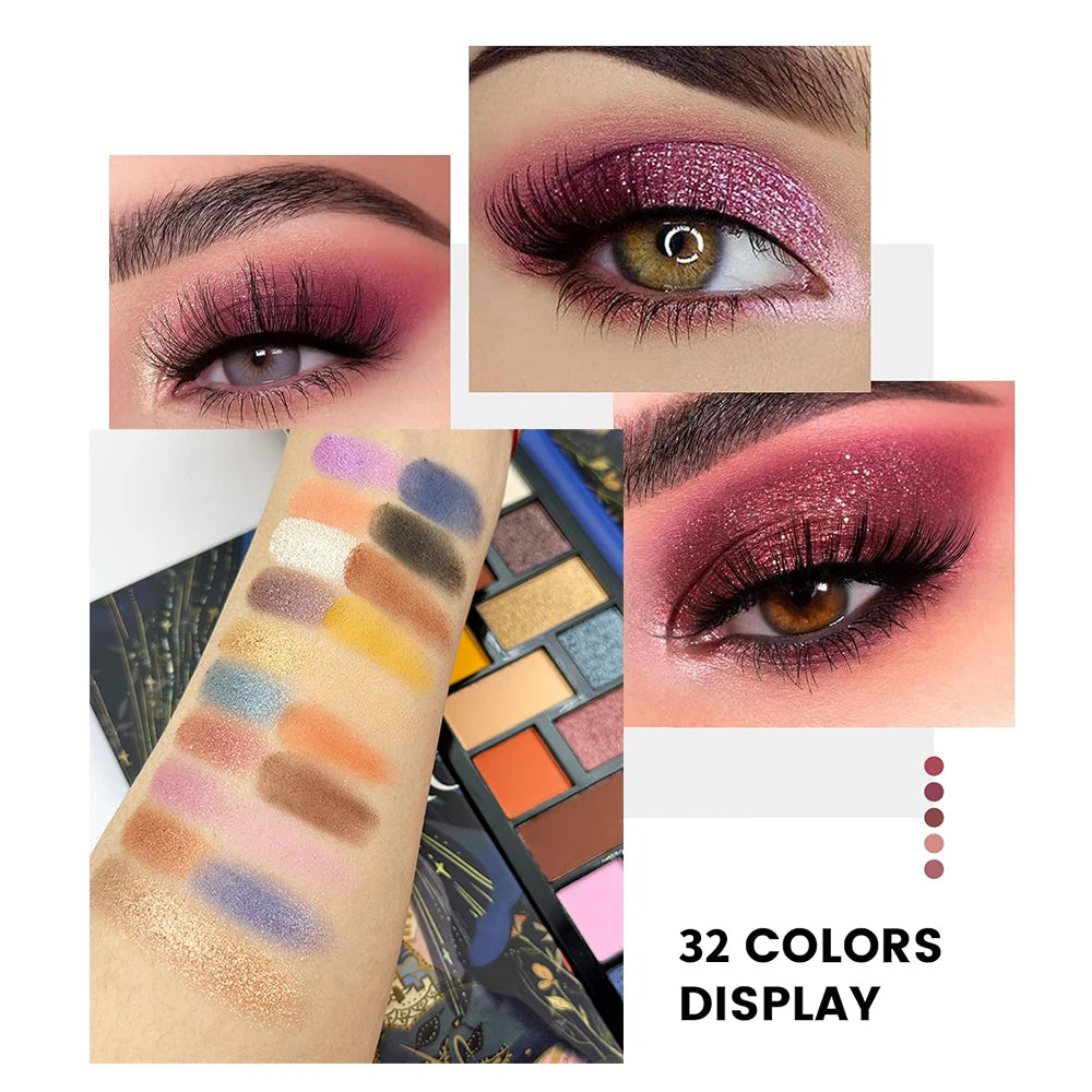 32-Color Eyeshadow Palette – Matte & Shimmer, Highly Pigmented, Vegan