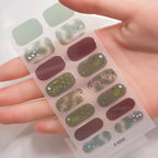 Dopamine Color 5-Sheet Nail Sticker Set – 80 Tips, 3D Foil & Line Full-Cover Wraps