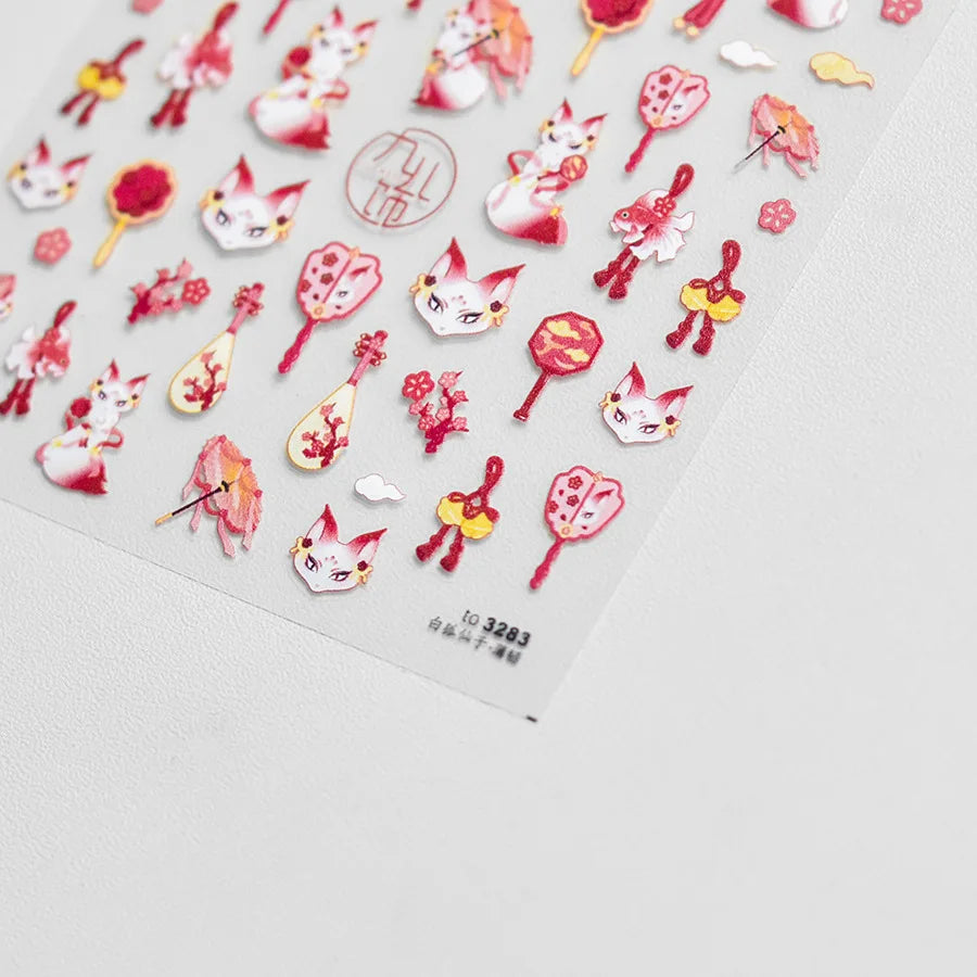 Autumn Maple & Ginkgo 5D Nail Art Stickers – Pumpkins, Ladybugs & Mushrooms