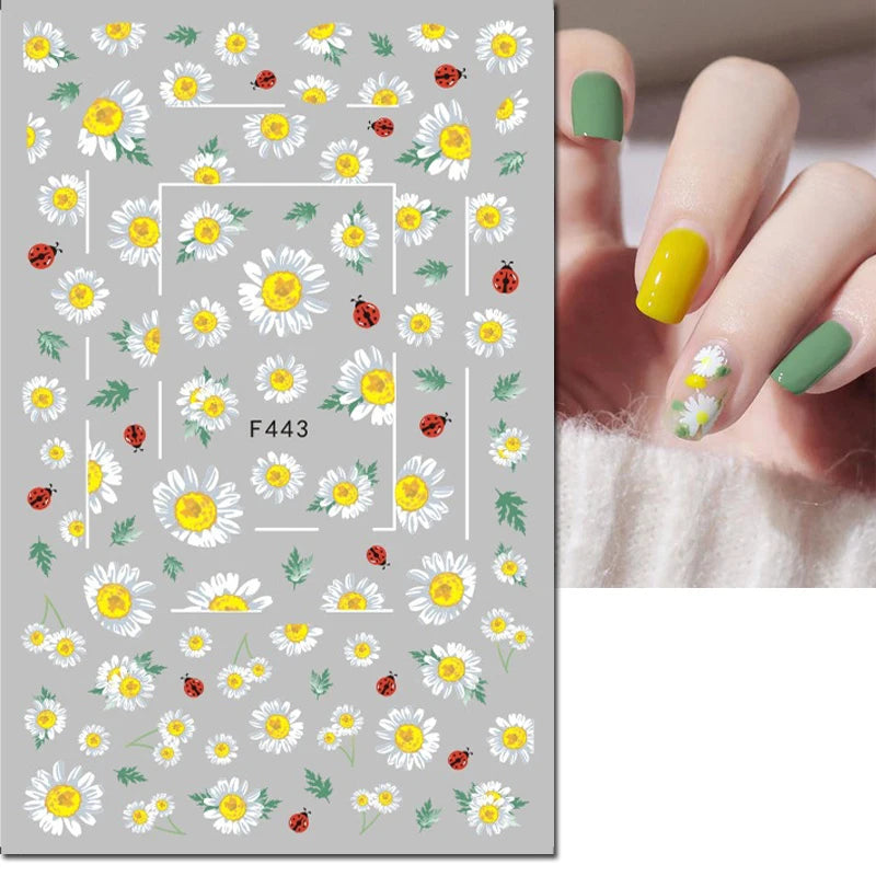 3D Y2K Hibiscus Floral Nail Stickers