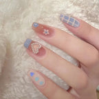 24Pc Leopard Chain Ballerina Press-On False Nails – Full Cover Reusable Tips