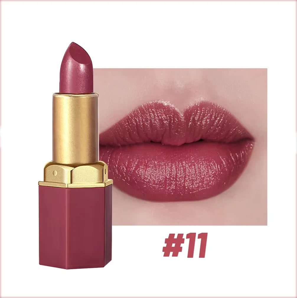 Gold Bar Matte Glitter Lipstick – 6 Colors, Velvet Texture, Valentine’s Gift