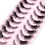 Cat Eye Wispy Mink Lashes – 10 Pairs, Natural Fluffy Long & Short False Eyelashes