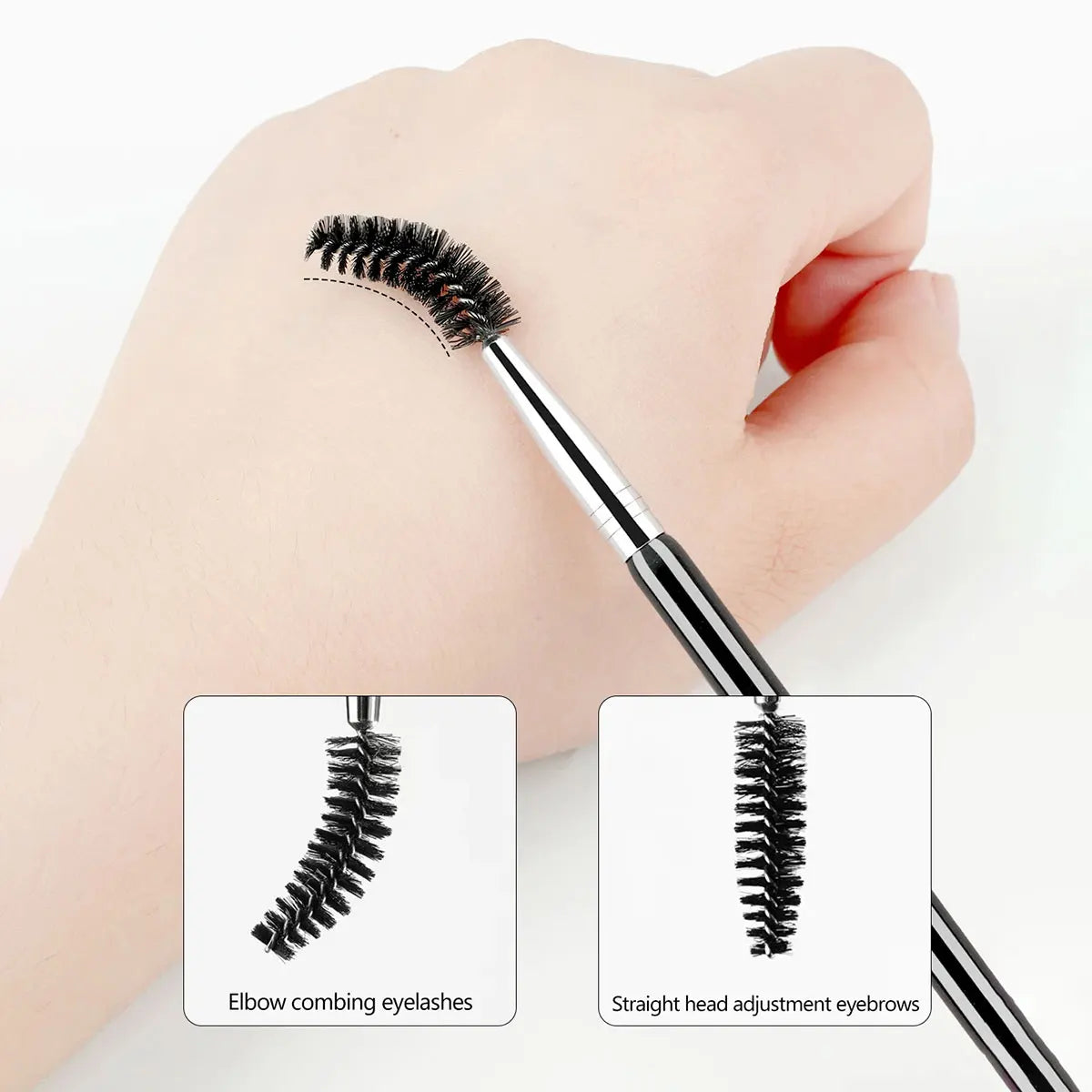 Dual-Ended Eyebrow & Eyelash Brush | Angled + Spoolie Makeup Tool
