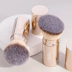 2PCS Retractable Kabuki Makeup Brushes – Flat & Angled Brushes for Foundation, Powder, Blush, Bronzer & Concealer