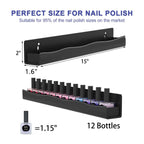 Black Acrylic Nail Polish Wall Rack – 4 Shelves, Holds 48–66 Bottles