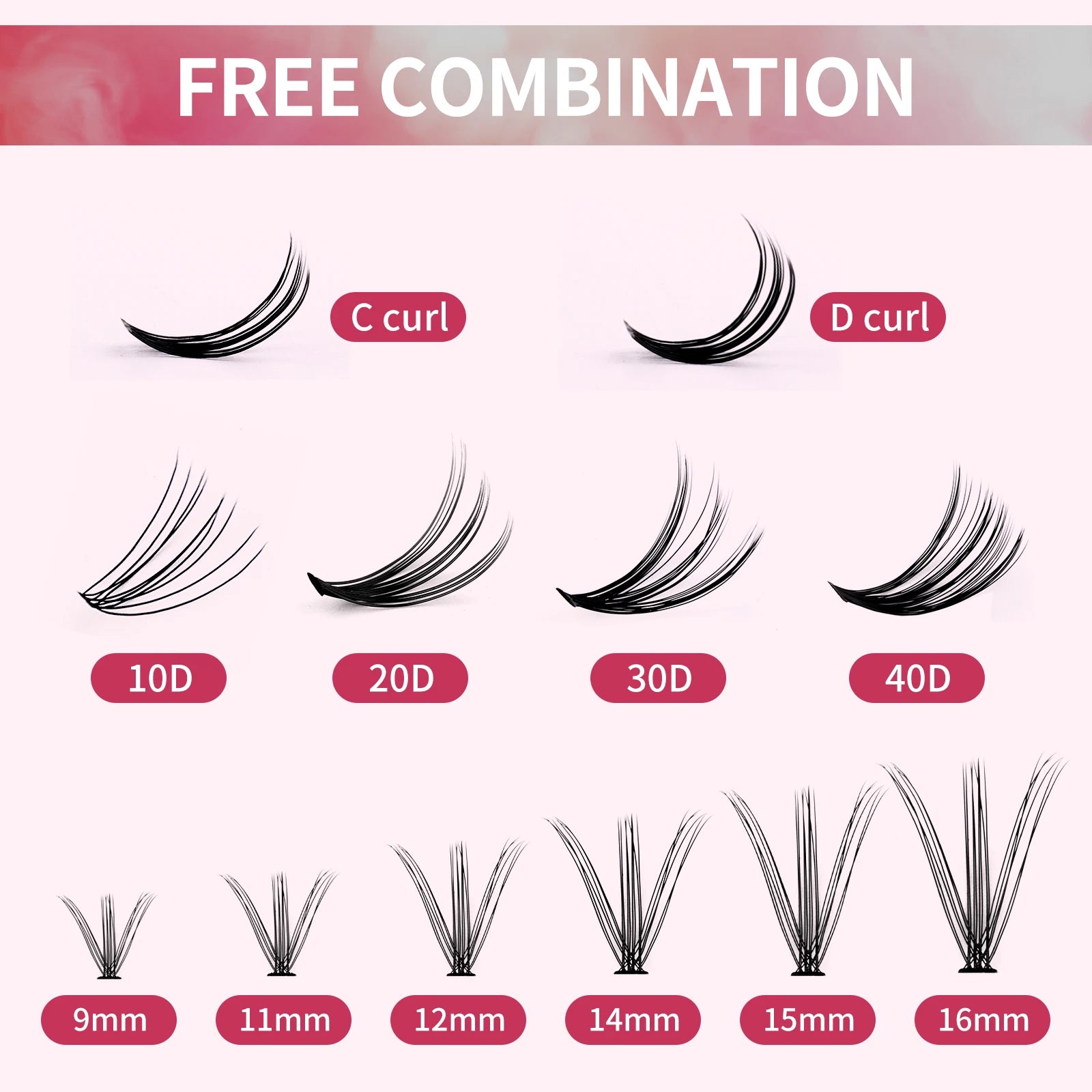 DIY Cluster Lashes Bundle – 30D/40D Soft Mink Individual Lashes