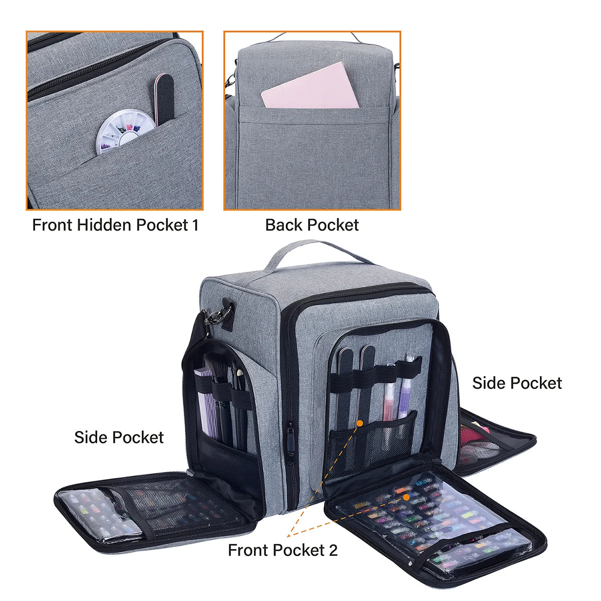 Large Capacity Nail Polish Organizer Case – Holds 60 Bottles & Manicure Lamp