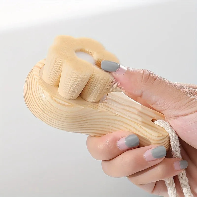 1Pc Wooden Facial Cleansing Brush – Exfoliating Bamboo Hair Face Massage & Skincare Brush